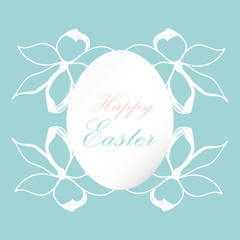 Obraz premium Beautiful Happy Easter Floral Greeting Card. Cute decorative background for wedding invitations, greeting cards, birthday, etc. Vector illustration.