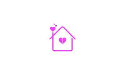Obraz na płótnie Canvas House with heart shape within, love home symbol, vector illustration, Real Vector Icon. Concept comfort and protection. Architecture Construction for design.