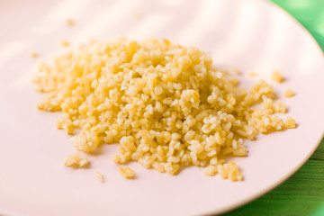 Cooked bulgur on a plate