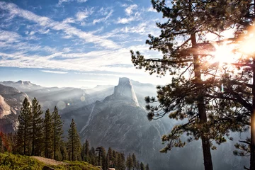 Crédence de cuisine en verre imprimé Half Dome Yosemite national park valley and half dome view