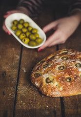 ciabatta bread with olives