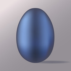 Vector image of 3D egg. Blue metallic egg icon.
