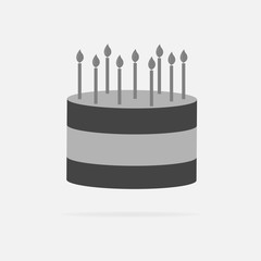 Vector cake icon. Cake with candles