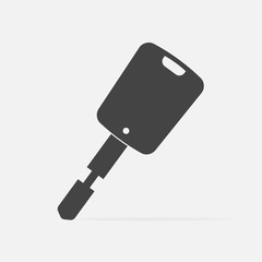 Vector icon car key with a keychain. Vector flat illustration on a gray background