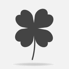 Vector icon four-leafed clover. Vector illustration on a gray background