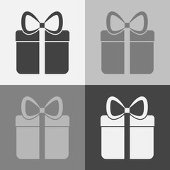 Vector icon set gift box . Congratulations on the holiday, box with a bow