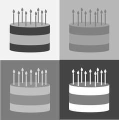 Vector cake set icon. Cake with candles