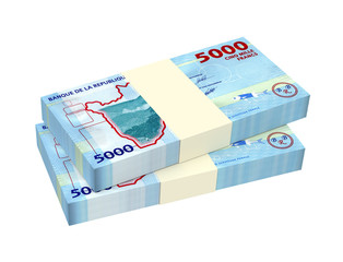 Burundian francs bills isolated on white with clipping path. 3D illustration.