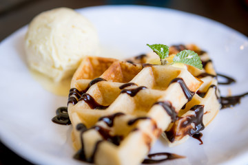 waffles with ice cream