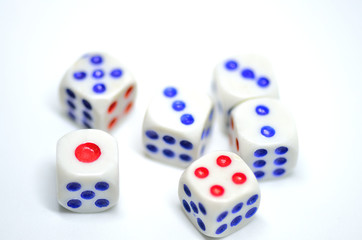 Dices isolated background.