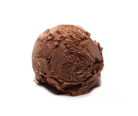 Chocolate ice cream ball isolated on white 
