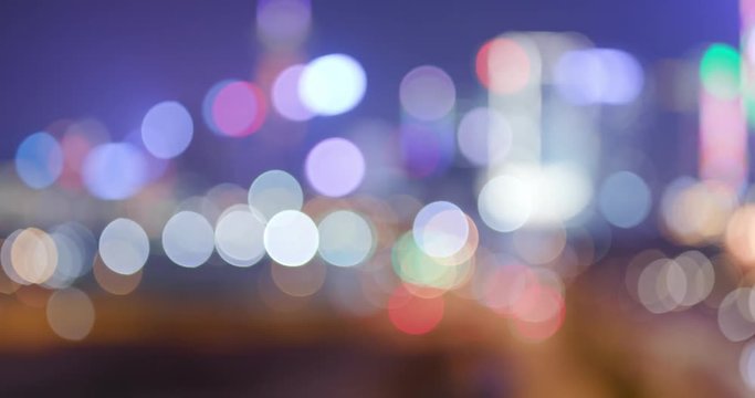 Blur view of urban city at night