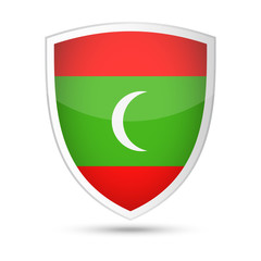 Maldives Flag Vector Shield Icon