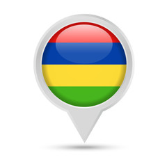 Mauritius Flag Round Pin Vector Icon