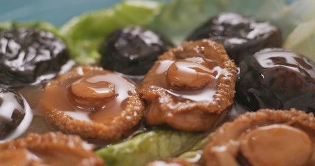 Chinese dish for lunar new year, dried abalone with sauce