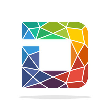 logo icon initial letter D with the concept of colorful mosaic style