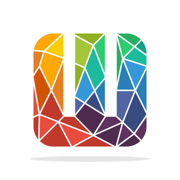 logo icon initial letter W with the concept of colorful mosaic style