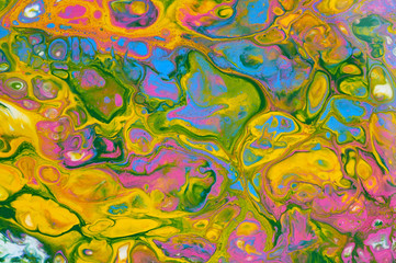 Fluid Art. Abstract colorful background, wallpaper, texture. Mixing  paints. Modern art. Marble texture