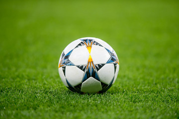 Plakat Soccer / Football match ball on grass