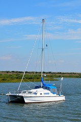 sailboat moored on the river at Florida, USA