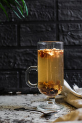 delicious fruit tea with pieces of dried fruits