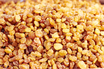Texture of raisins close-up
