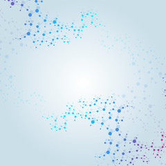 Structure molecule and communication. Dna, atom, neurons. Scientific concept for your design. Connected lines with dots. Medical, technology, chemistry, science background. illustration.