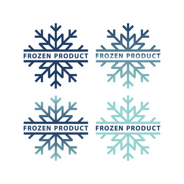 Frozen product label icons. Frozen food packaging symbol set.