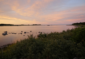Rocky east coast at sea archipelago in Sweden