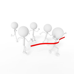 Human model running to the finish line. 3D rendering.