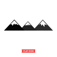 Mountain vector icon, peak snow symbol, flat design