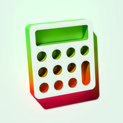White Calculator Icon. 3D Illustration of White Calculation, Calculator, Count, Seo Icons With Orange and Green Gradient Shadows.