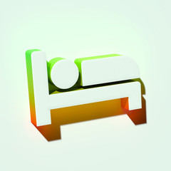 White Hotel Icon. 3D Illustration of White Bnb, Hostel, Hotel, Location, Map, Pin, Pointer Icons With Orange and Green Gradient Shadows.