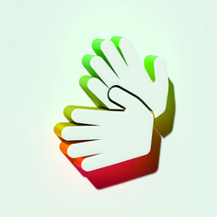 Obraz premium White Sign Language Icon. 3D Illustration of White Deaf, Disabled, Finger, Gesture, Gestures, Hand Set Icons With Orange and Green Gradient Shadows.