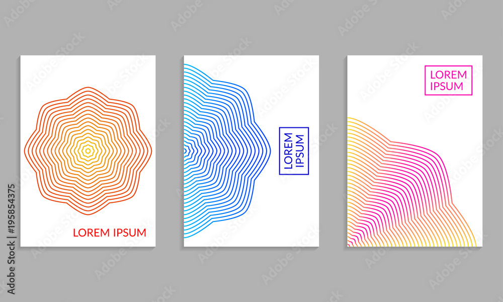 Poster cover design set. brochure template layout with gradients. abstract minimal covers. vector illustrat