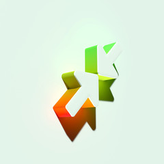 White Compress Image Icon. 3D Illustration of White Control, Ui, Log Out, Web Page, Exit, Arrow Icons With Orange and Green Gradient Shadows.