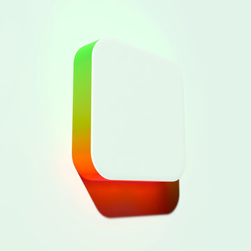 White Square Icon. 3D Illustration of White Dotted, Selection, Shape, Square Icons With Orange and Green Gradient Shadows.