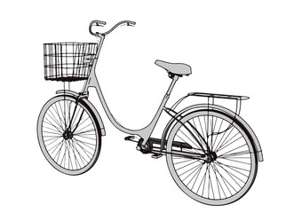 Fototapeta na wymiar sketch of a bicycle with a basket vector