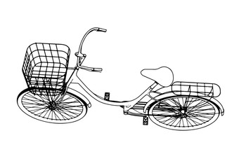 Fototapeta na wymiar sketch of a bicycle with a basket vector