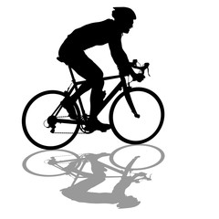 Obraz na płótnie Canvas Silhouette of a cyclist male on white background