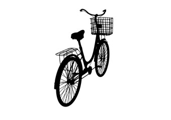 silhouette of bike with basket vector