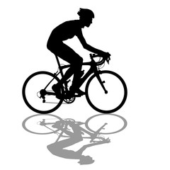 Fototapeta na wymiar Silhouette of a cyclist male on white background