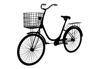 silhouette of bike with basket vector