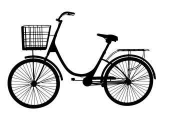 silhouette of bike with basket vector