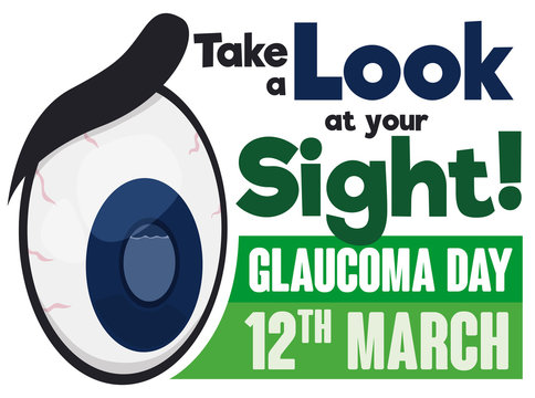 Sick Cartoon Eye Promoting Awareness in World Glaucoma Day, Vector Illustration