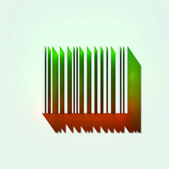 White Barcode Icon. 3D Illustration of White Bar, Barcode, Code, Inventory, Management, Scan Icons With Orange and Green Gradient Shadows.
