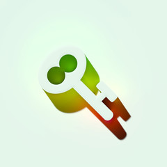 White Key Icon. 3D Illustration of White Key, Lock, Open, Password, Protection Icons With Orange and Green Gradient Shadows.