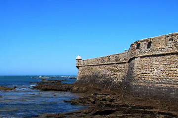 Fototapeta na wymiar Fortress of San Sebastian on the shores of the ancient maritime city of Cadiz.