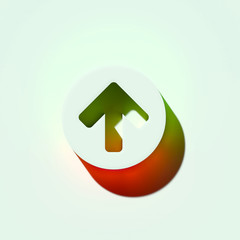 White Arrow Circle Up Icon. 3D Illustration of White Arrow, Circle, Send, Top, Up, Upload Icons With Orange and Green Gradient Shadows.