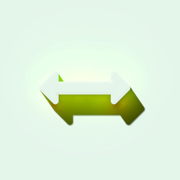 White Horizontal Arrows Icon. 3D Illustration Of White Arrows, Bi Directional, Horizontal, Pass Icons With Orange And Green Gradient Shadows.